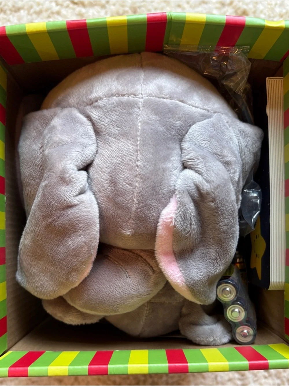 Dimplé Gray Plush Elephant Toy with Pink Accents - Kids Toy